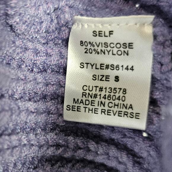 Signature8 Purple Knit Chunky Balloon Sleeve Open Cardigan Sweater Size Small - Picture 9 of 9